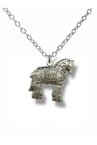 Herşey Nota Troya Horse Necklace (Unisex Necklace with Trojan Horse Figure – 60 cm Chain, Zincam Plated)