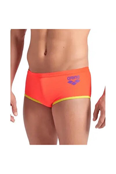 ARENA Mens Arena One Low Waist Short Biglogo/Bright Coral-Soft Green Men's Swimming Suit