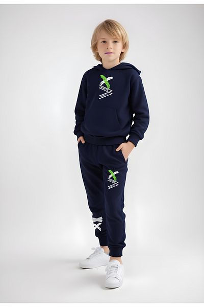 FYK KİDS 3-Piece Hooded Printed Detail Boy's Track Suits