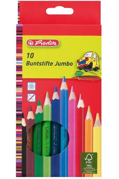Herlitz Jumbo colored pencils, varnished, hexa section