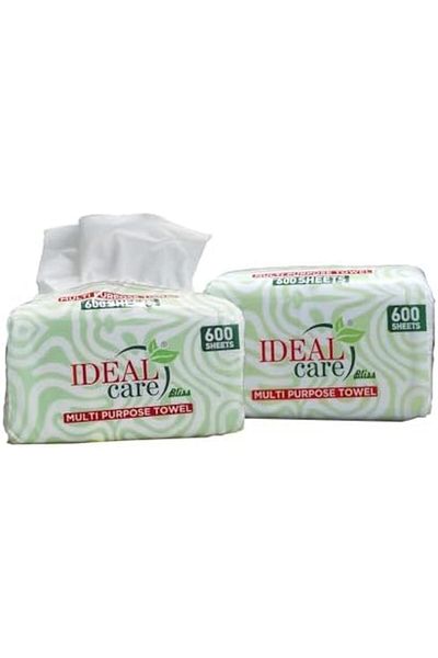 Ideal Pack Ideal Care Disposable Tissues, 2-Ply, 600 Sheets, 5 Packs, 3000 Total Sheets