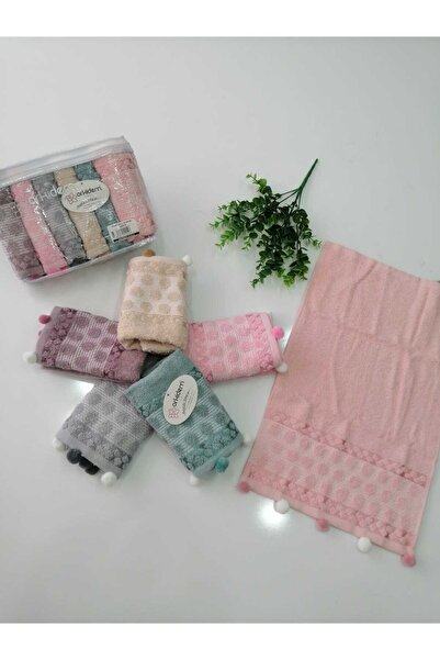 Orkidem Havlu Bornoz 6 lı ponponlu mutfak havlusu