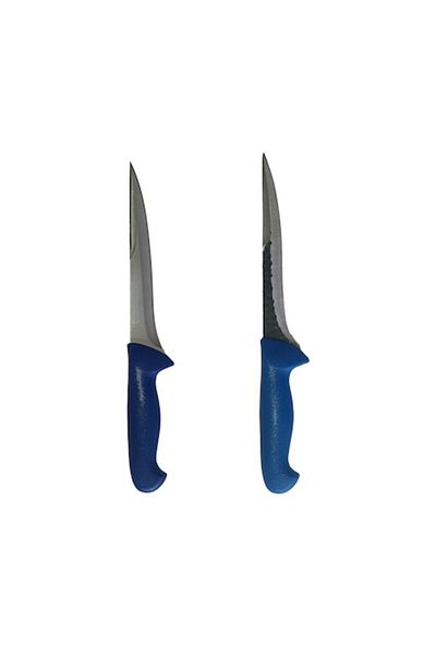 Rovitech Set of 2 professional butcher knives, 1 double blade stabbing knife, stainless steel