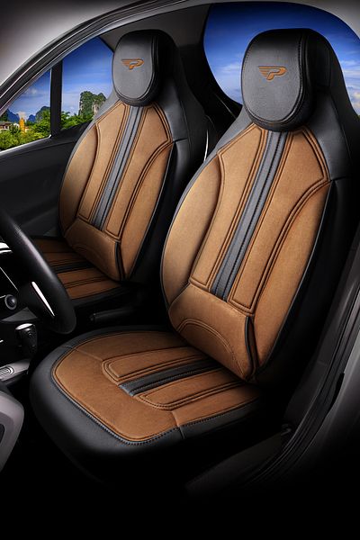 Panda Kılıf Panda S Series Velvet Fabric Orthopedic Supported Automobile Seat Cover - Front Two