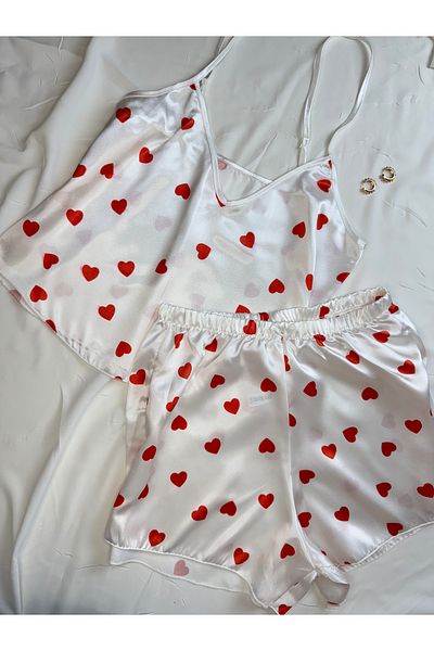 ROZENİN LINGERIE Adjustable Strap Satin Pajama Set