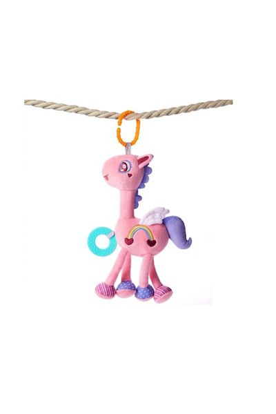 tumama Plush Rattle Toy with Unicorn Design, Teething Silicone Parts, Tumama, Pink