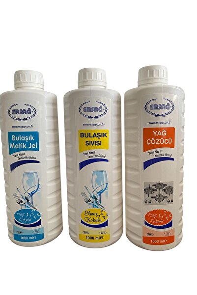 Ersağ Ersağ Bulaşık Matik Jel 1000 ml +Yağ Çözücü1000 ml +Bulaşık Sıvısı 1000 ml