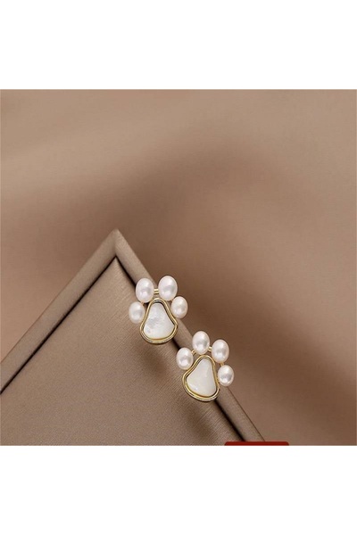 çelik takı design أقراط من الفولاذ المقاوم للصدأ على شكل مخلب مرصعة باللؤلؤ