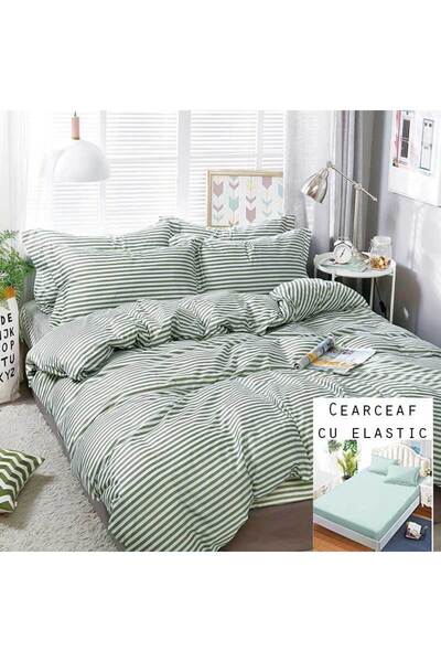 OEM Lenjerie Bumbac Satinat, Pucioasa, 2 Persoane, Pat Dublu, Cearceaf cu ela...