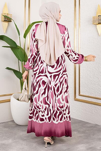 Genel Markalar Batik Desenli Tesettür Elbise MÜRDÜM