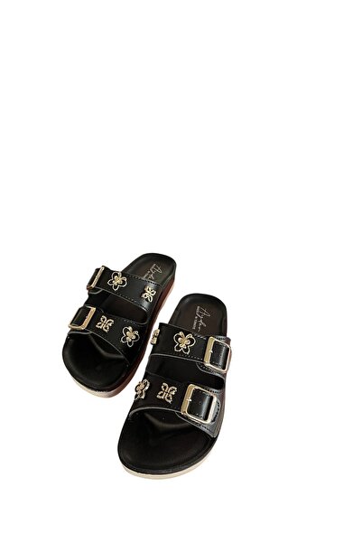 Ayder çift tokalı taşlı ortopedik terlik