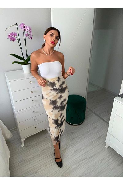 sterktekstil Women's Tulle Patterned Pencil Skirt