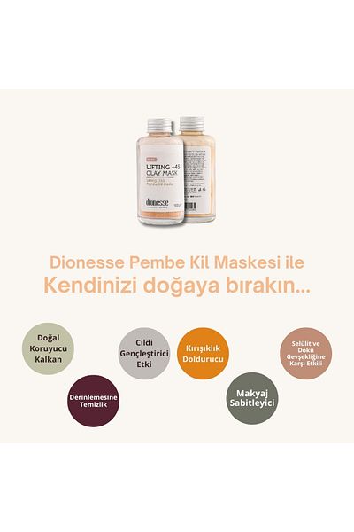 dionesse Lifting +45 Pink Clay Mask 100 Gr - Firming and Purifying Detox Mask for Mature Skin