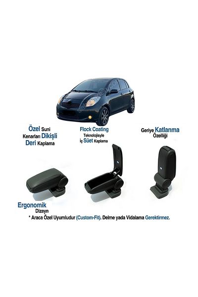 TUNAX OTO Yaris Car Dedicated Armrest Armrest Without Screw 2008 2009 2010 2011