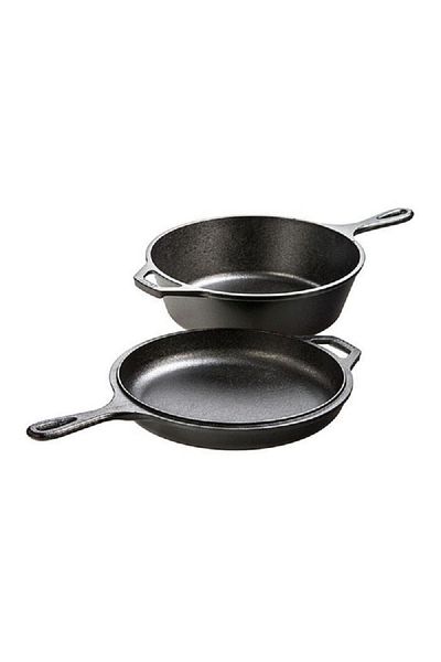 Lodge Naturally Seasoned Even Heating Cast Iron Combo Cooker Black 3 Liter