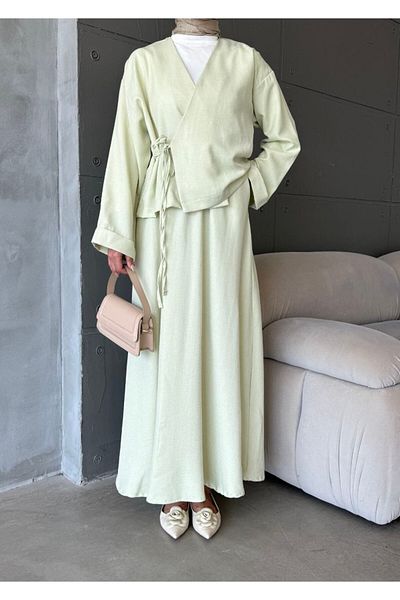 nizzell Women's Mango New Season Tied Comfortable Cut Double Set - Casual, Hijab, Stylish and Modern Combination