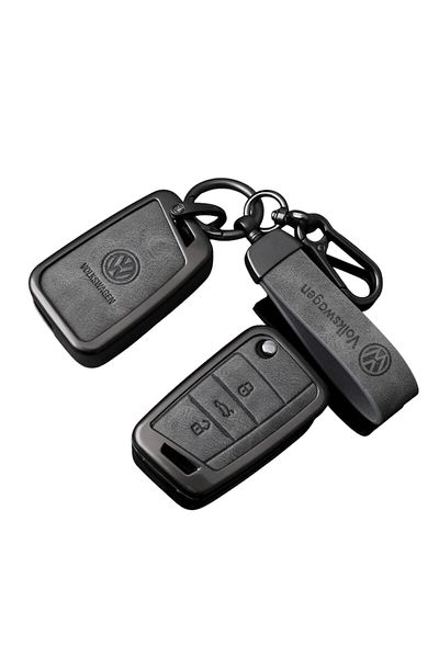 Xentech Light Car Key Case and Keychain Set compatible with VW Volkswagen Golf 7 MK7 Tiguan MK2 T-roc T-cross