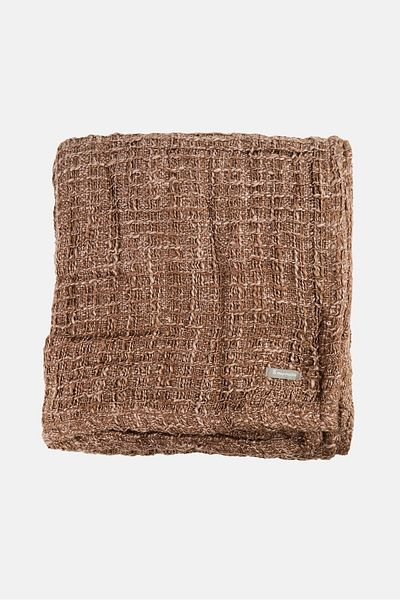 Muy Mucho Cotton Textured Multi Purpose With Fringes , Brown