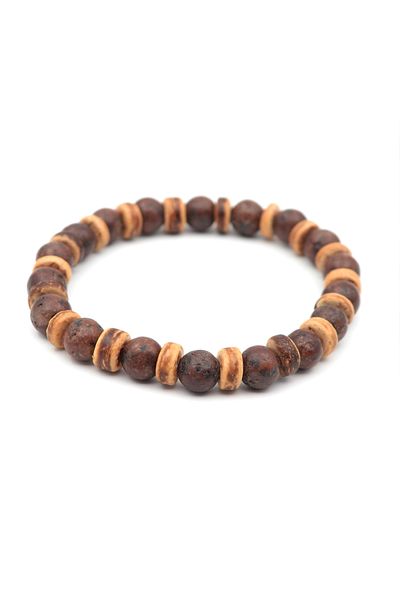 Bu Farklı Natural Wood Textured Bracelet – Handmade Design in Brown Tones – Men's Women's Bracelet