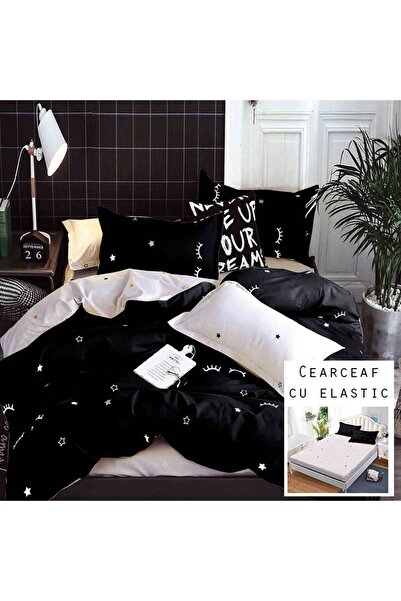 OEM Lenjerie Bumbac Satinat, Pucioasa, 2 Persoane, Pat Dublu, Cearceaf cu ela...