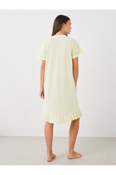 Styli Slogan Print Ruffled Hem Nightdress