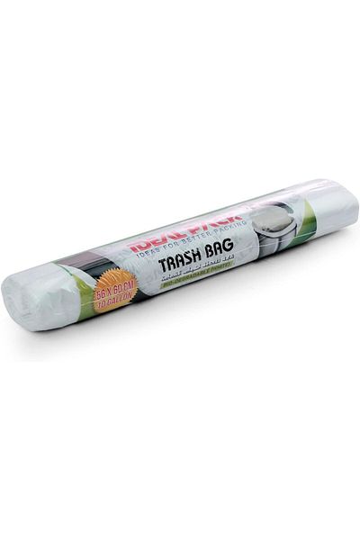 Ideal Pack Biodegradable White Trash Bags – 10 Gallon | 56 x 60 cm | 50 Pieces | Durable & Leak-Re