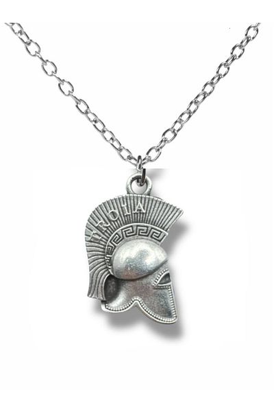 Herşey Nota Trojan Helmet Figured Knight Unisex Necklace – 60 cm Chain, Antique Warrior Design