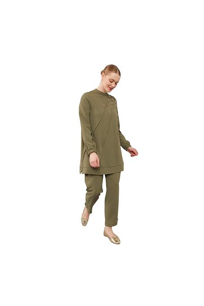 Levidor Crew Neck Stone Detailed Tunic Suit