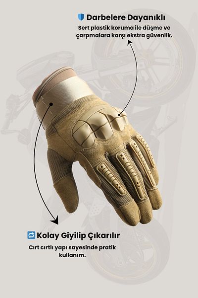 SINGLE SWORD Full Finger Professional Protect Touch Finger Military Tactical Beige Motorcycle/Bike Gloves