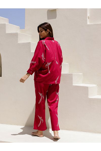 Sanskrutihomes By Styli Women Conversational Printed Pure Cotton Shirt and Pyjama Set