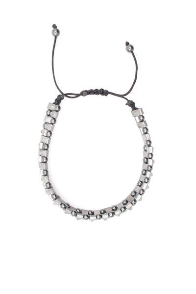 Bu Farklı Smoked Hematite and Macrame Braided Bracelet - Adjustable Natural Stone Bracelet - Men's Women's Bracelet