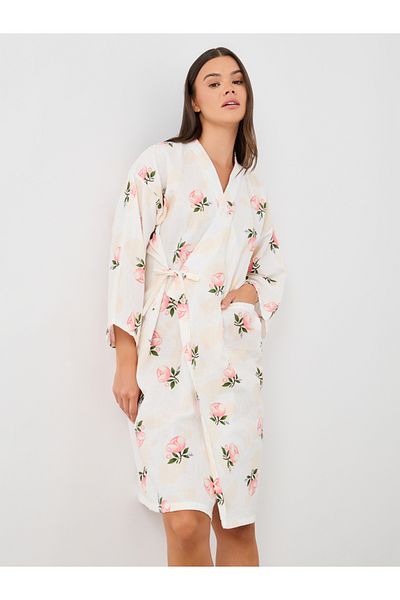 Styli All-Over Floral Print Robe with Side Tie