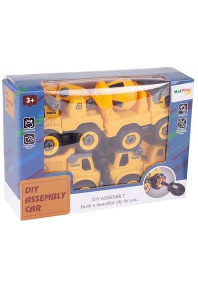 indiggo Set of 4 Malplay toy vehicles, for assembly-disassembly