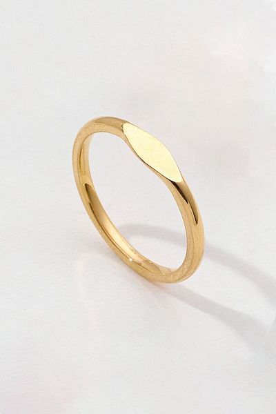 Chavin Steel 2 mm Gold Modern Ring Ey22Sr