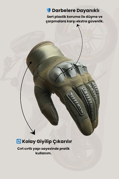 SINGLE SWORD Full Finger Professional Protect Touch Finger Military Tactical Khaki Motorcycle/Bike Glove