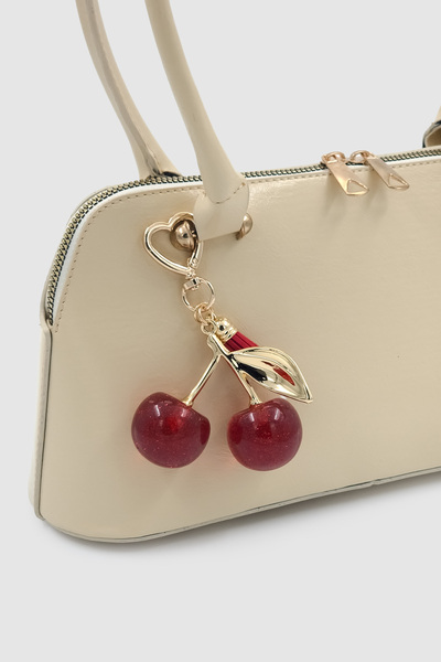 Wuclo Heart Clip Tassel Large Size Glitter Cherry Bag Charm Red