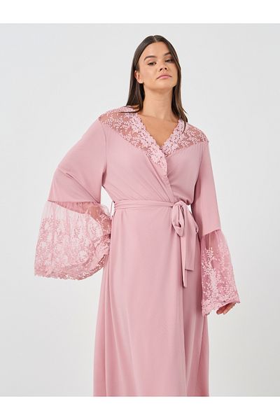 Styli Lace Insert Long Sleeve Robe