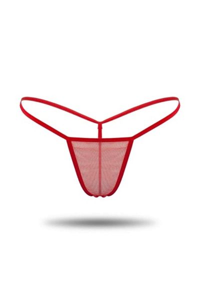 Cicişim Red Black 2-Piece Tulle See-Through String Thong Underwear