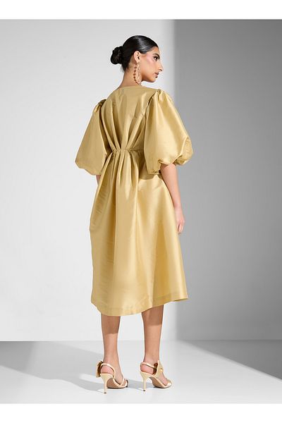 Sinoir Ruffle Sleeve Taffeta Dress