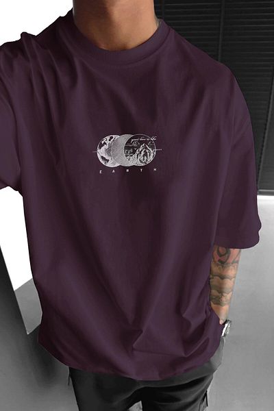 Millionaire Men's plum earth Oversized fit loose wide mold Relaxed Fit t-shirt