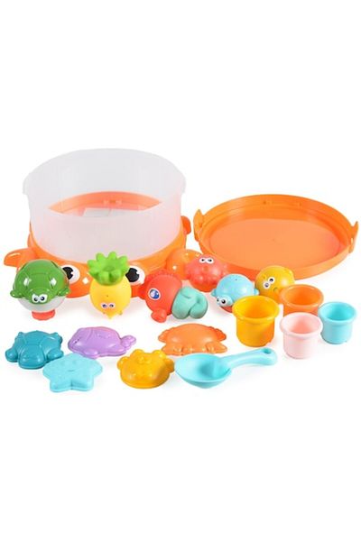 Smart Vibe Bath Toy Set for Kids and Babies, 16 Pieces, Storage Box