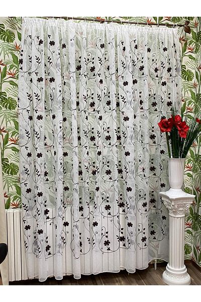 Liz Line Embroidered linen curtain, with rejansa, various sizes and colors, from the "Inna cu flori" collection by Liz Line