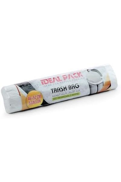Ideal Pack White Trash Bags – 5 Gallon | 46 x 52 cm | 50 Pieces | Durable & Leak-Resistant Bin Lin