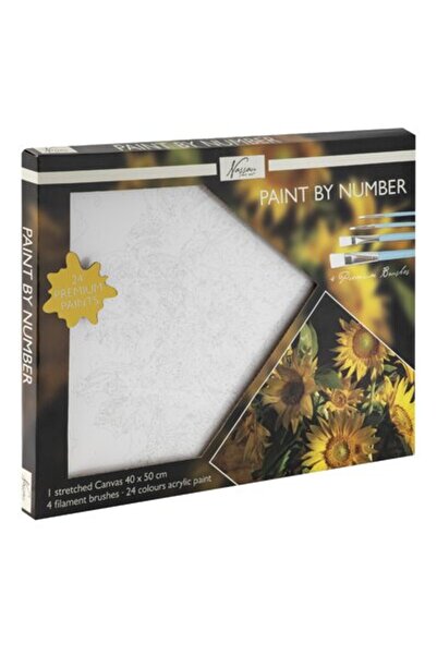 Nassau fine art Pictură pe numere Floarea-soarelui, 40x50cm, 24 culori, 4 pensule