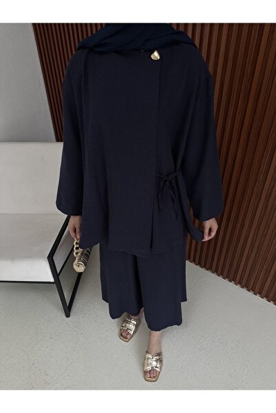 Melike Tatar Keten Bol Pantolonlu Takım 74-8201