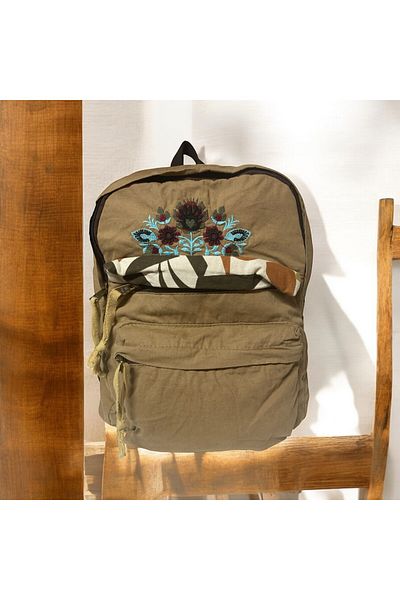 Old Cotton Quality Casual Small Size Black Vintage Design Daily Back Travel Bag 25X30Cm