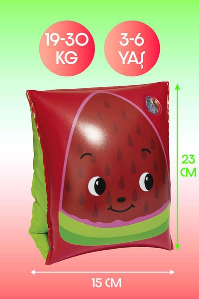 BK Commerce Fruit Patterned Children's Swimming Arm Sleeves 19-30 kg Inflatable Sea Pool Arm Sleeves 3-6 Years Old
