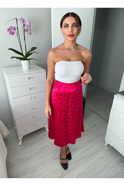 sterktekstil Women's Polka Dot Satin Skirt