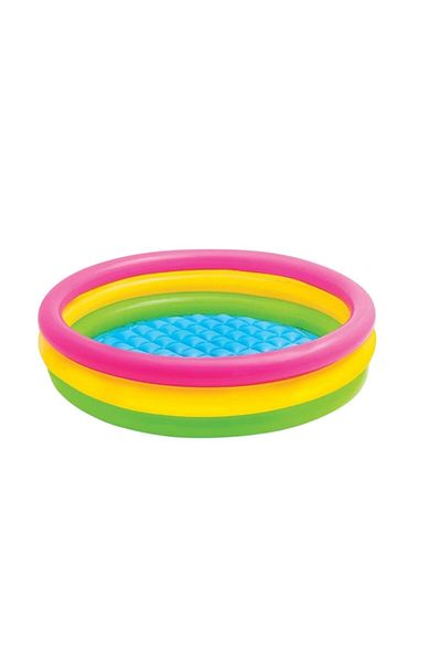 CREATIVE Inflatable Children's Pool 61x22 cm – Soft Floor, 3 Rings, Multicolor