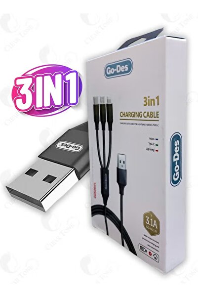 Go-Des Multi Charging Universal Cable 3 IN 1 l USB to Type C